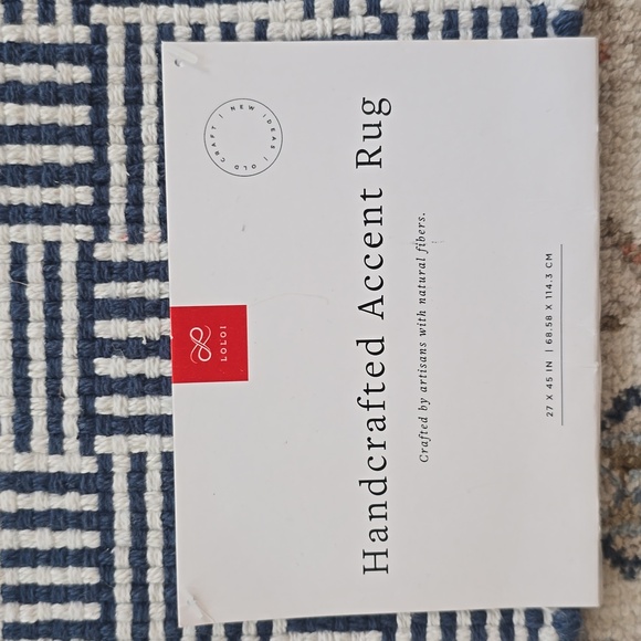 LYDIA COLLECTION BLUE AND WHITE HANDCRAFTED ACCENT RUGS BUNDLE OF 2 - Picture 5 of 8